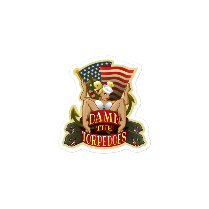 damn the torpedos sticker retro pinup