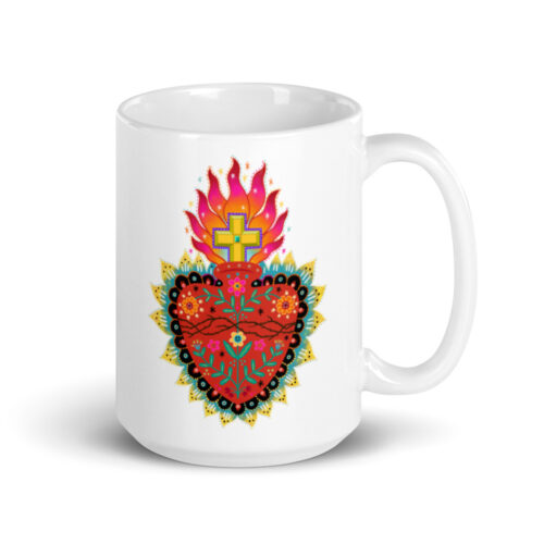 christian sacred heart white mug 15 oz